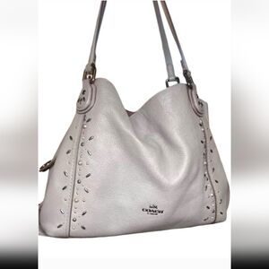 Coach Edie 31 Prairie Rivets Turnlock Bag In Gray Leather Gunmetal Hardware